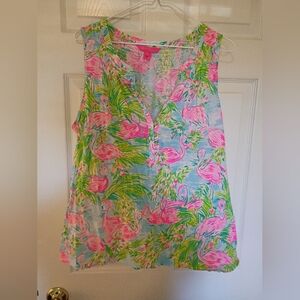 Lilly Pulitzer Flamingo Print Sleeveless Top XL